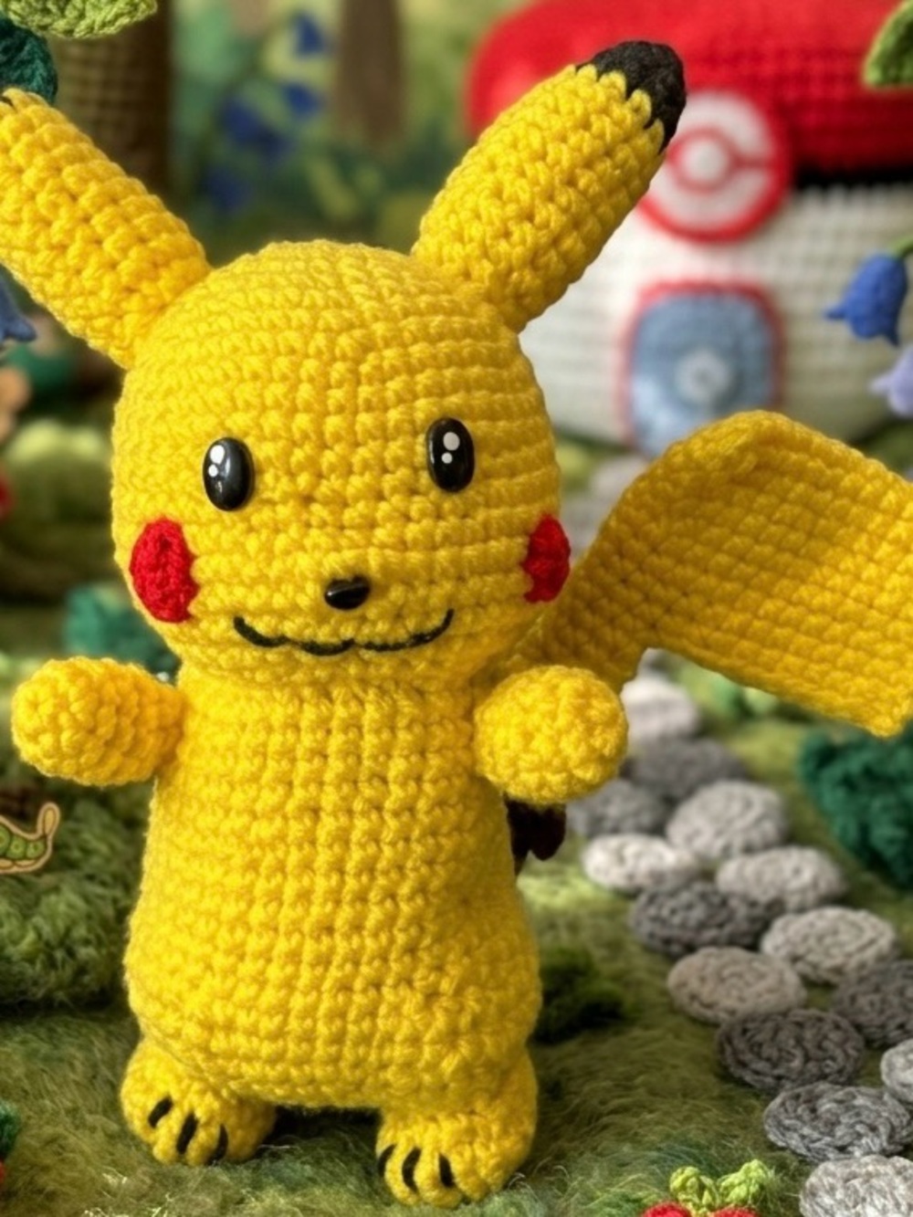 Handmade Yellow Crochet Pikachu-Inspired Plush